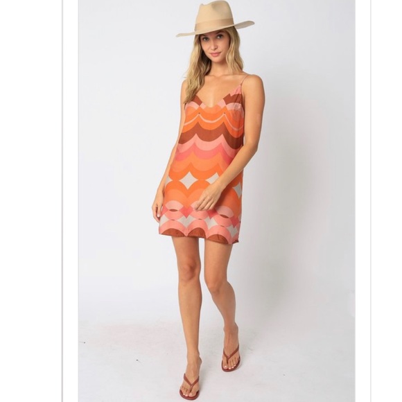 NWT Olivaceous Sorbet Retro Waves Mini Tank Dress - Picture 2 of 5